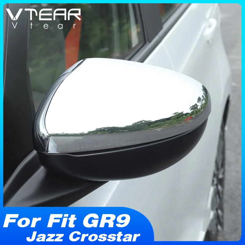 Vtear Car Rearview Mirror Cover Chrome Exterior Side Mirror Trim Protect Covers Accessories For Honda Fit GR9 Jazz Crosstar 2021