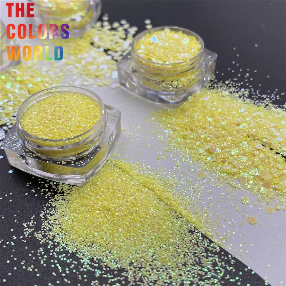 TCD50 Solvent Resistant Pearlescent Indescent Hexagon Yellow Christmas Crafts Paper Printing Jewelry Cosmetics Screen Printing,