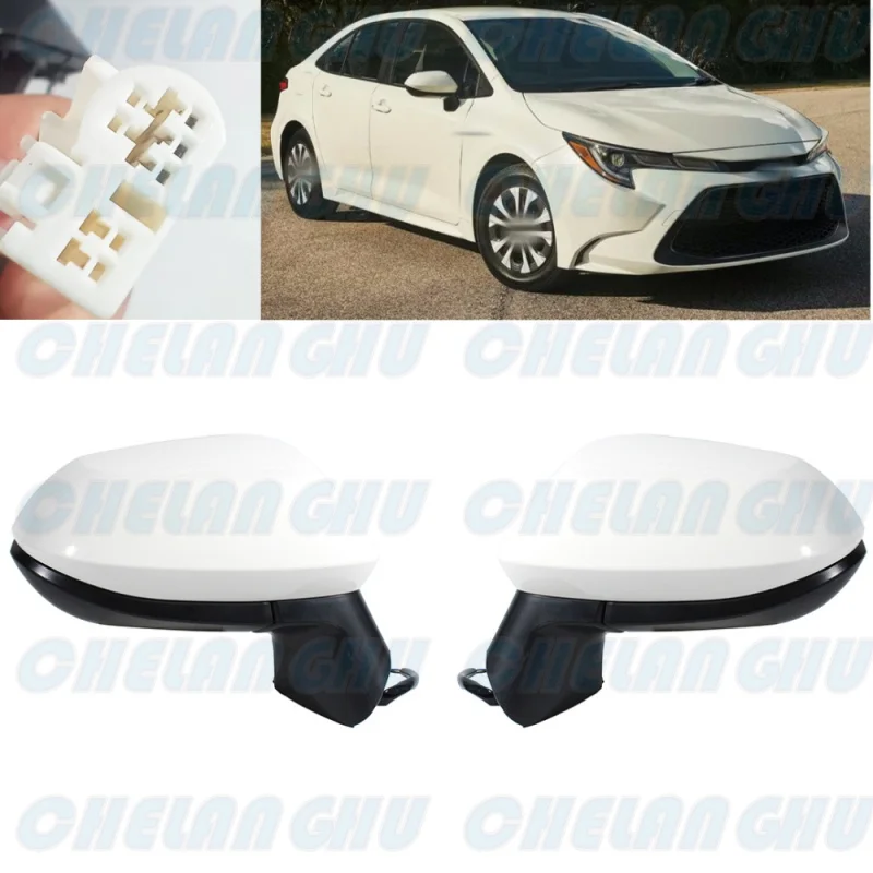 For Toyota Corolla 2020 2021 2022 US Version 1 Pair 3 Pins White Painted Heated Mirror Assembly Car accessories