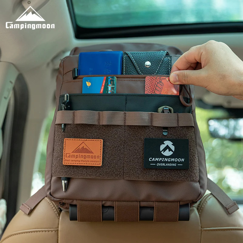 CAMPINGMOON BK-PL RN-PL Multi-functional Headrest Bag for Car Seating with Glasses Pocket And Built-in Storage Organizer