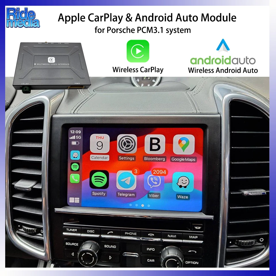 RideMedia 2026 Non-destructive Android Auton MOST Audio BT CarPlay Retrofit for Porsche PCM3.1 Carrera 2012-2016