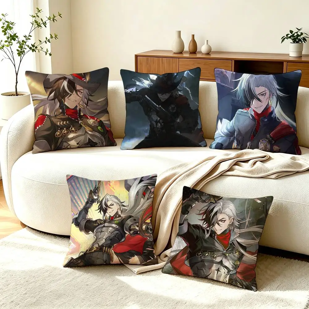 H-Honkai Star Rail B-Boothill  Pillow Case Square Double-Sided Sofa Cushion Cover Bedroom Bedside Pillow
