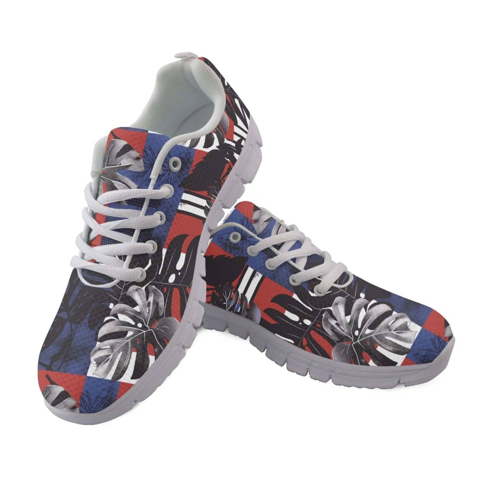 Coloranimal Blue Tropical Leaf Soft Tennis Shoes for Women Mesh & EVA Sole Running Tennis Shoes 2026 Collection