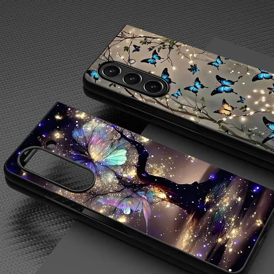 Cartoon Butterfly Pattern Phone Cover Case for Samsung Galaxy Z Fold 8 Ultra ZFold5 7 6 5 4 3 ZFold4 ZFold7 ZFold3 ZFold6