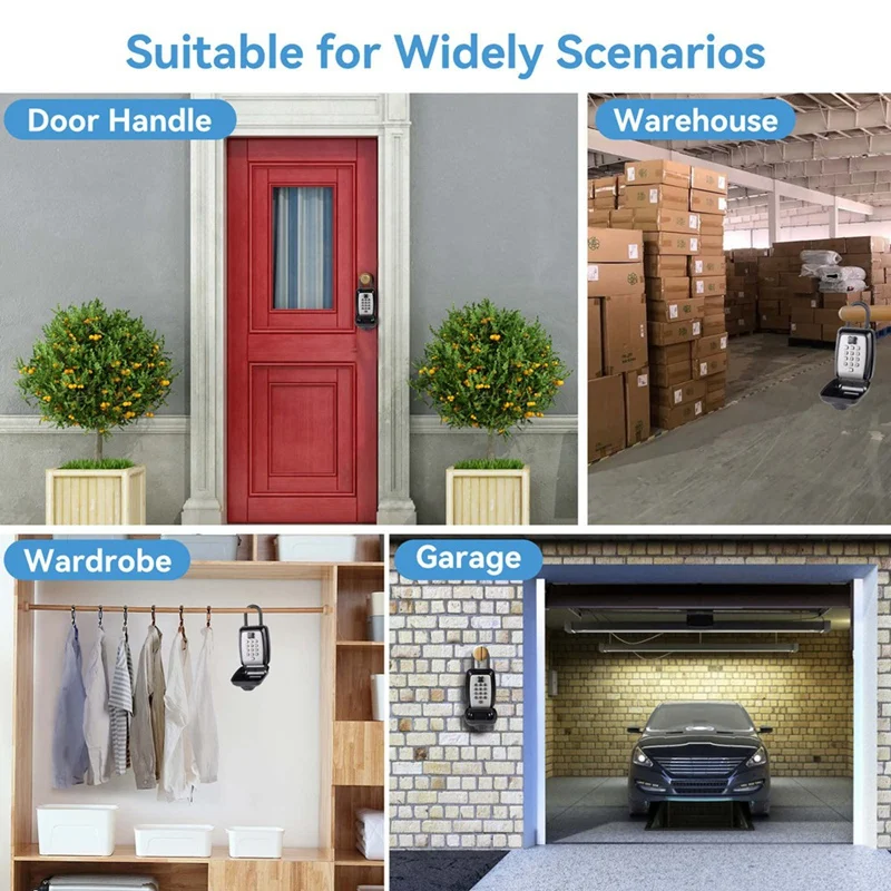 A73T Key Safe -Spacious Resettable 12-Digit Combination Keypad Lock Box, Waterproof Key Safe Wall Mounted Lockbox For Home