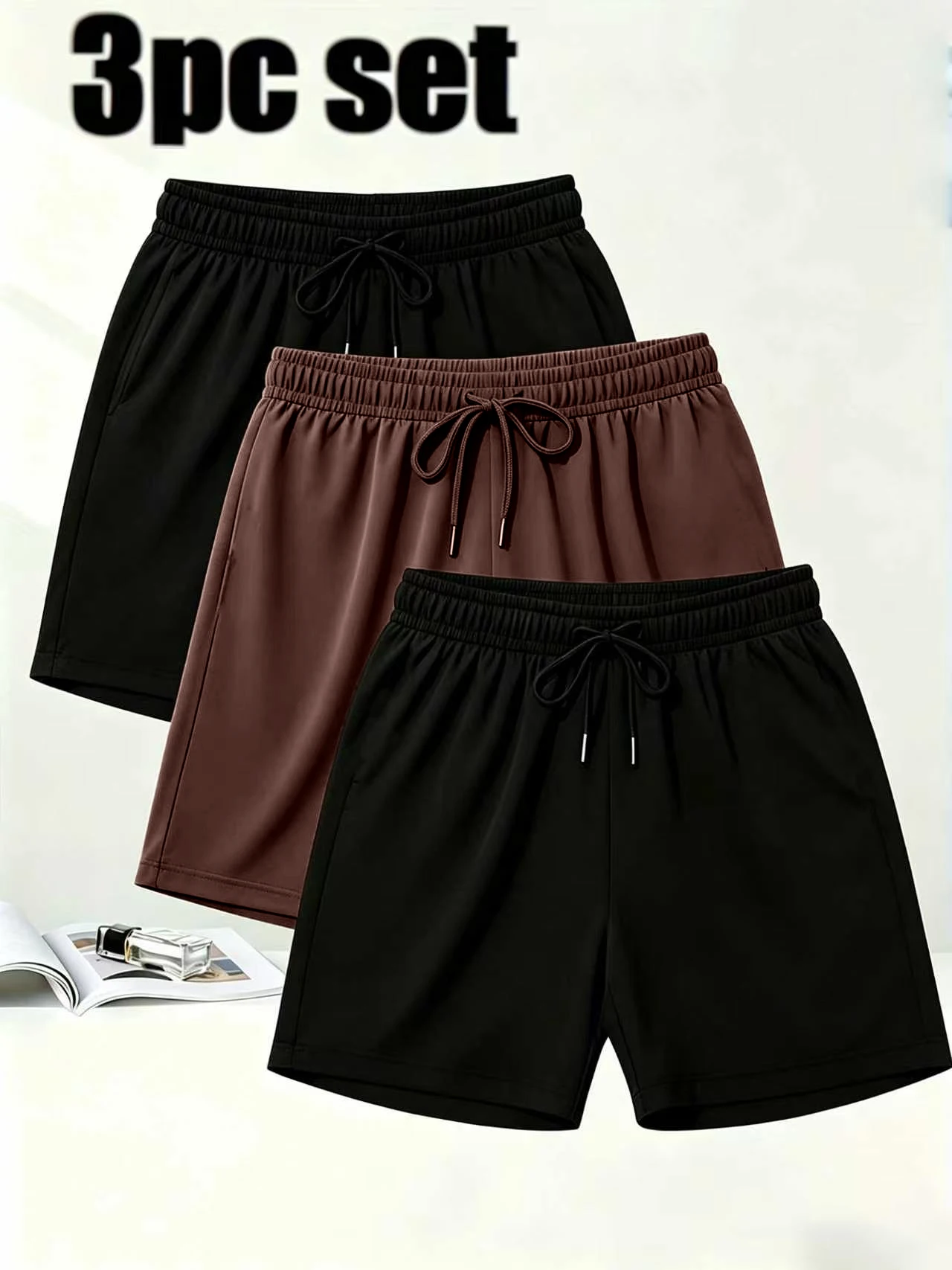 Three-Piece Casual Home Workout Fitness Stretch Waist Relaxer Casual Workout Shorts