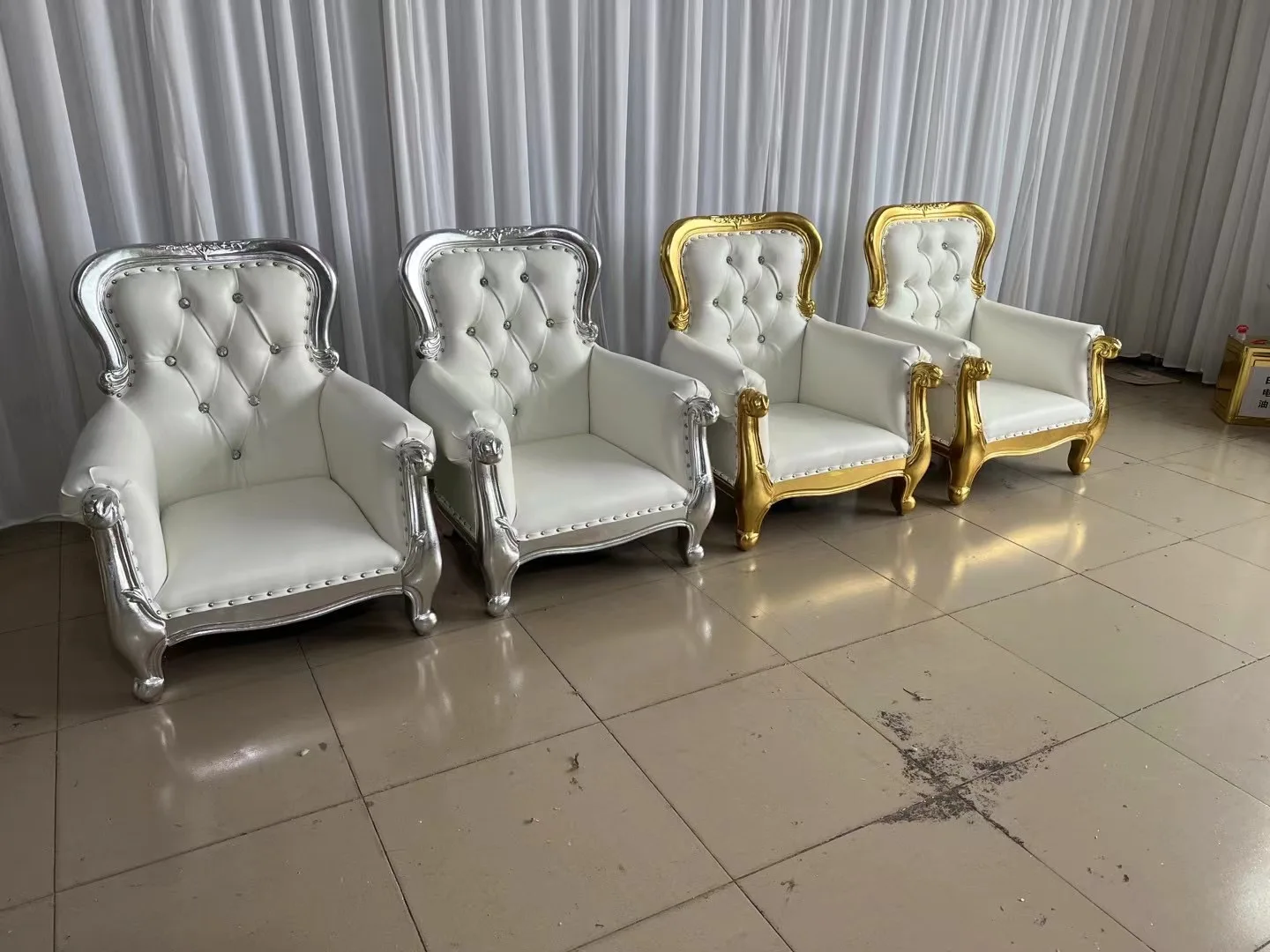 

Kids Throne Chairs Party Children,White and Gold Wedding Event Party Hotel Furniture Small King Throne Chair for Kids