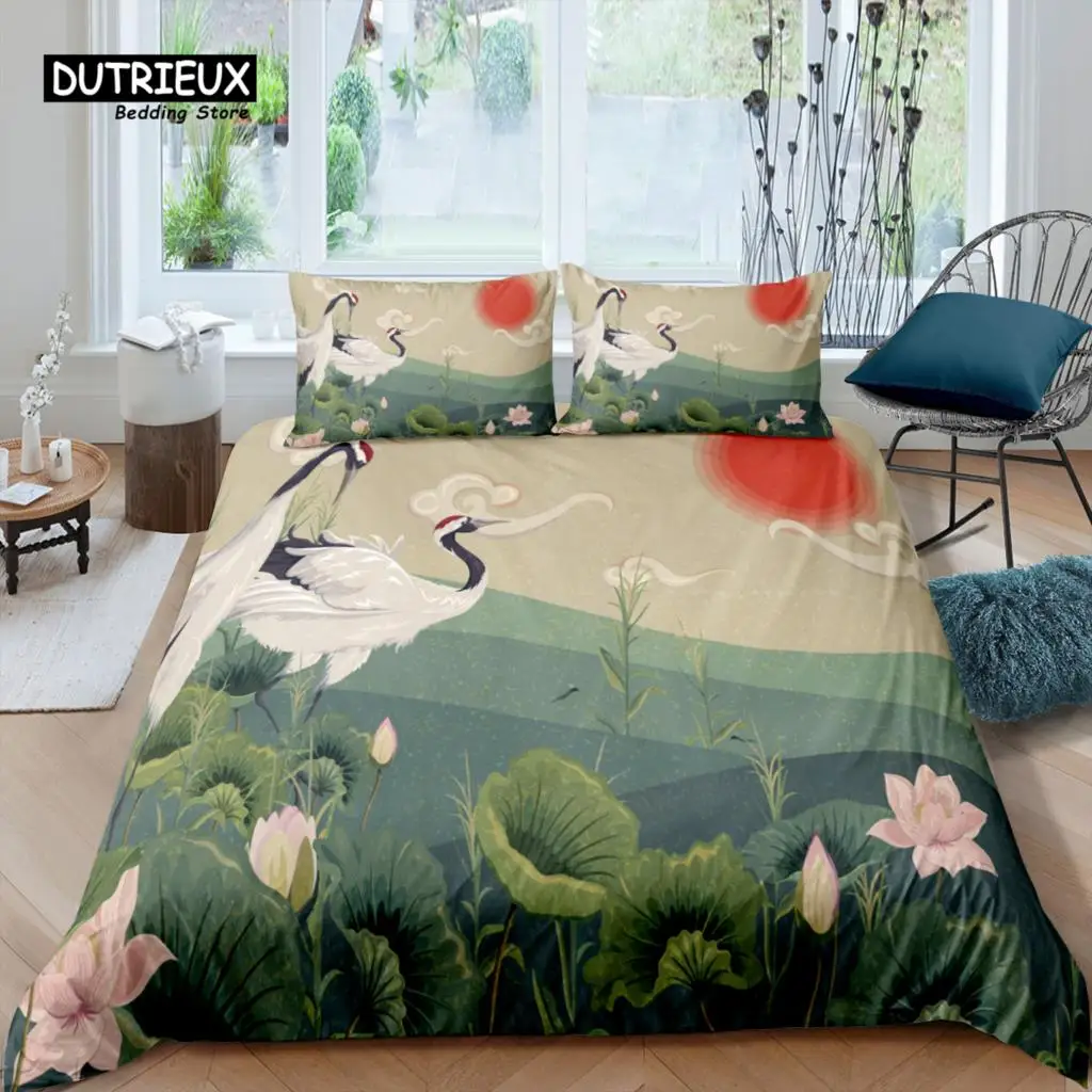 

Home Living Luxury 3D Japanese Crane Bedding Set Duvet Cover Pillowcase Kids Bedding Set Queen and King EU/US/AU/UK Size