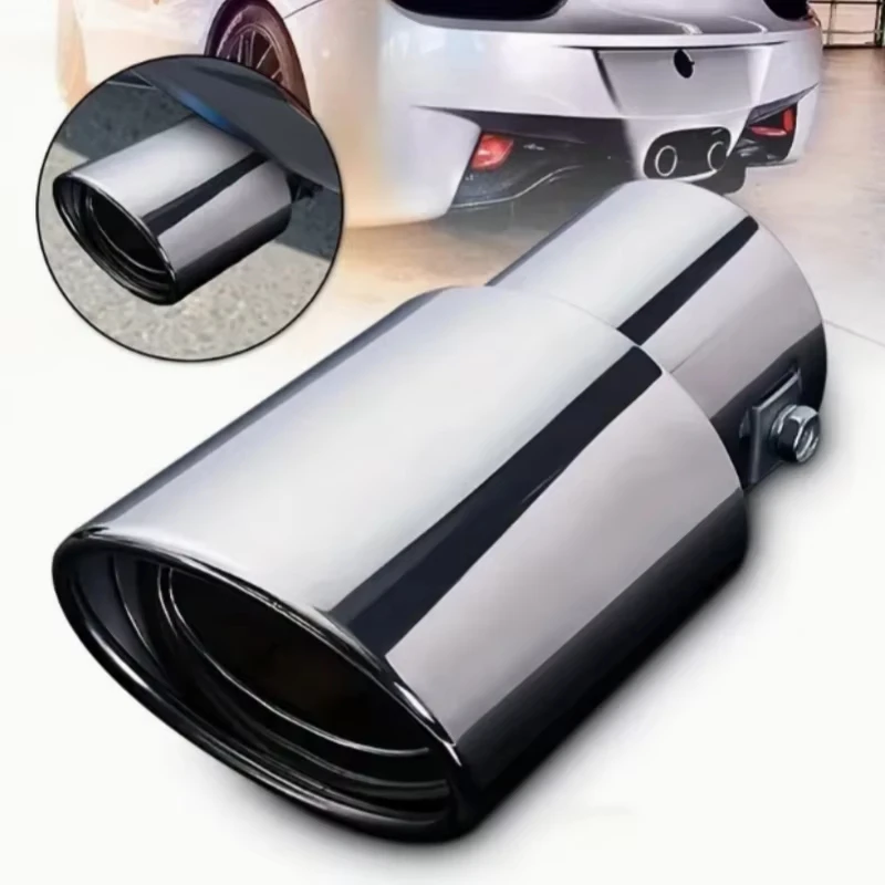 Stainless Steel Car Exhaust Tip Universal Car Exhaust Pipe Modification Tail Throat Tail LPipe Blue Burnt Sliver Finish Tailpipe