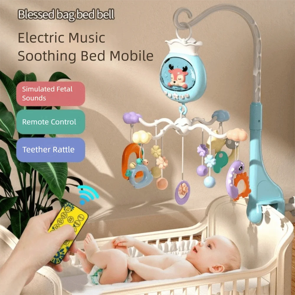 With Lights Rotating Bed Bell Remote Control Music Projection Crib Mobile Hanging Style Rotating Design Sleeping Aid