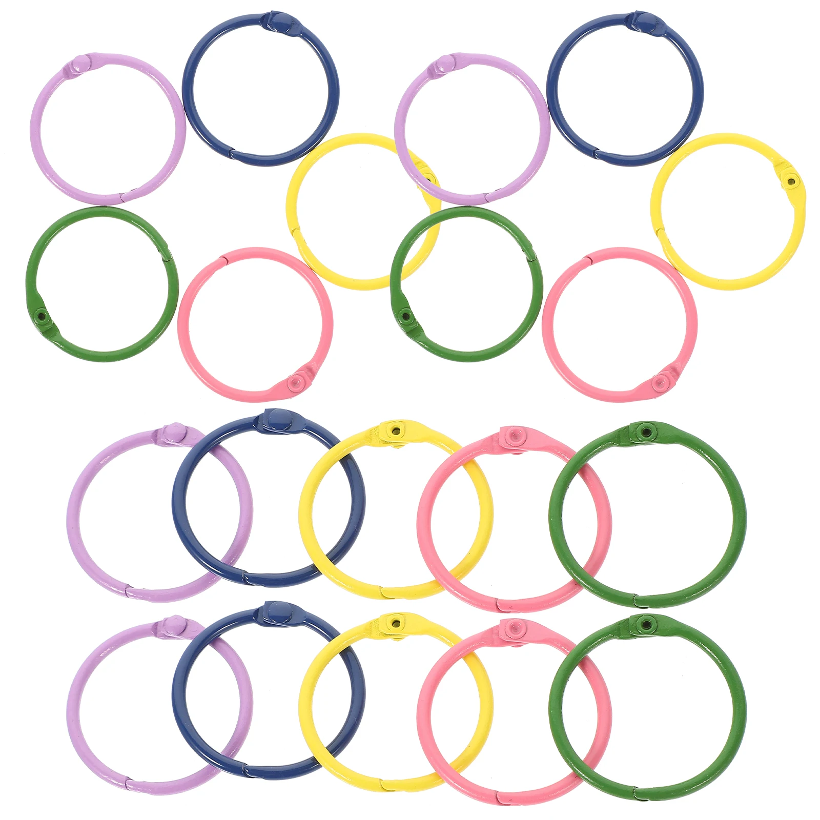 

50pcs Colorful Enamel Binder Snap Closure Metal Loose Leaf Rings For Diy Notepad Indexing Cards Keychain Key Rings Office