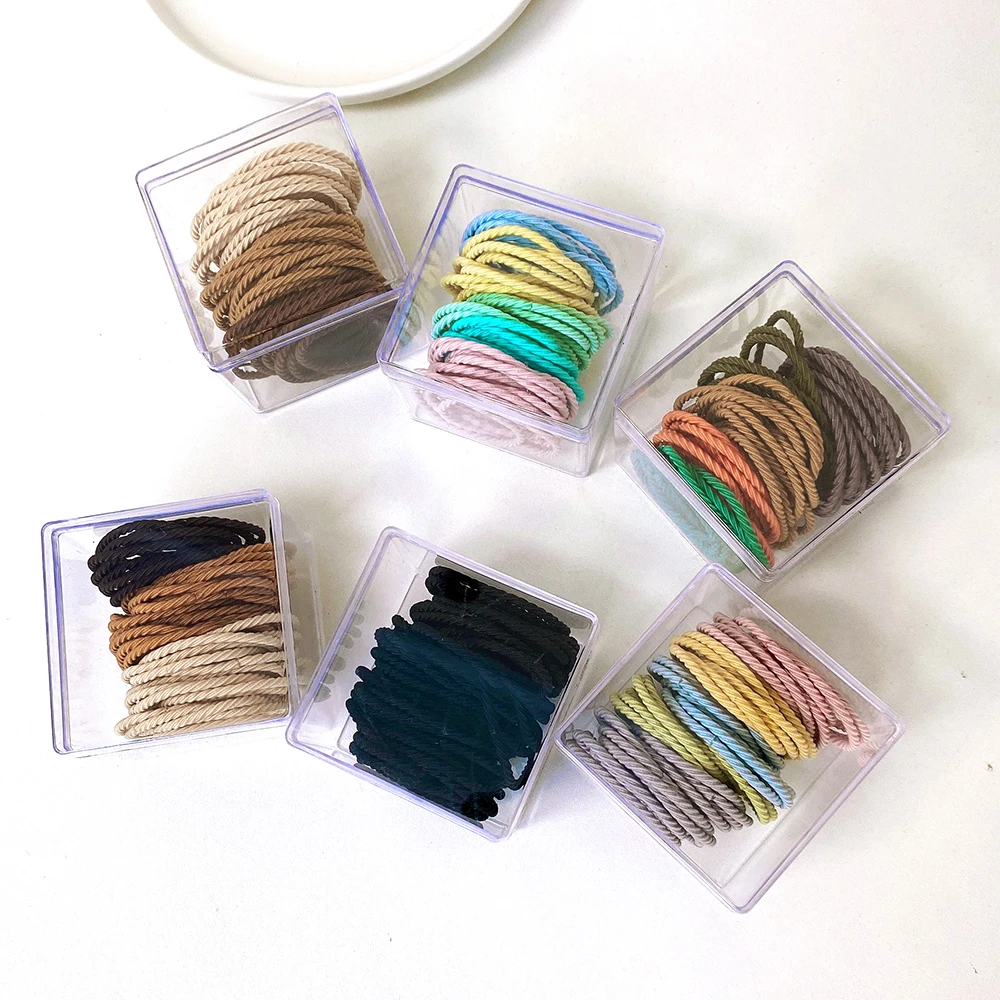 

50/Box Seamless Hair Rings Elastic Knotted Hair Ropes Rubbber Bands Colour Hairloop Headwear Hair Accessories For Girls