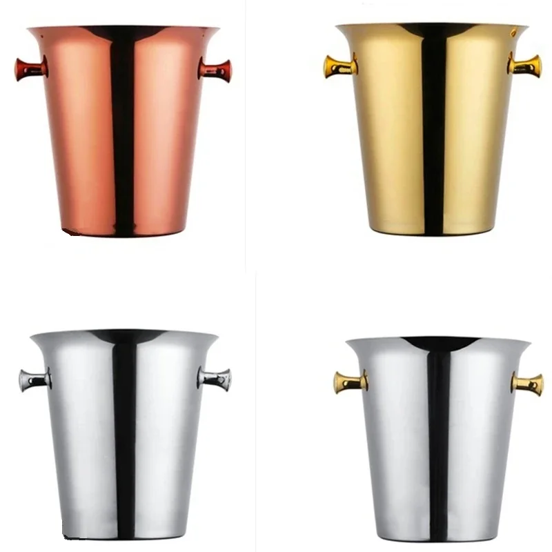 Seau à glace en acier inoxydable 2L/4L, Style européen, pour vin, Champagne, refroidisseur de bouteille de vin, refroidisseur de bière, baril de glace