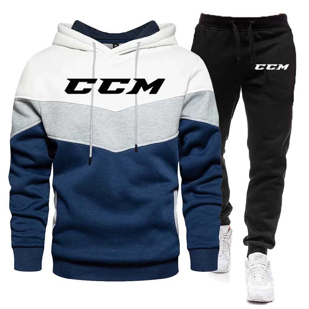 Fashion Brand Men Hooded Sweatshirt Tracksuit Set 2024 Autumn Winter Hoodies+Pants Suit CCM Casual Sportswear Sets Male