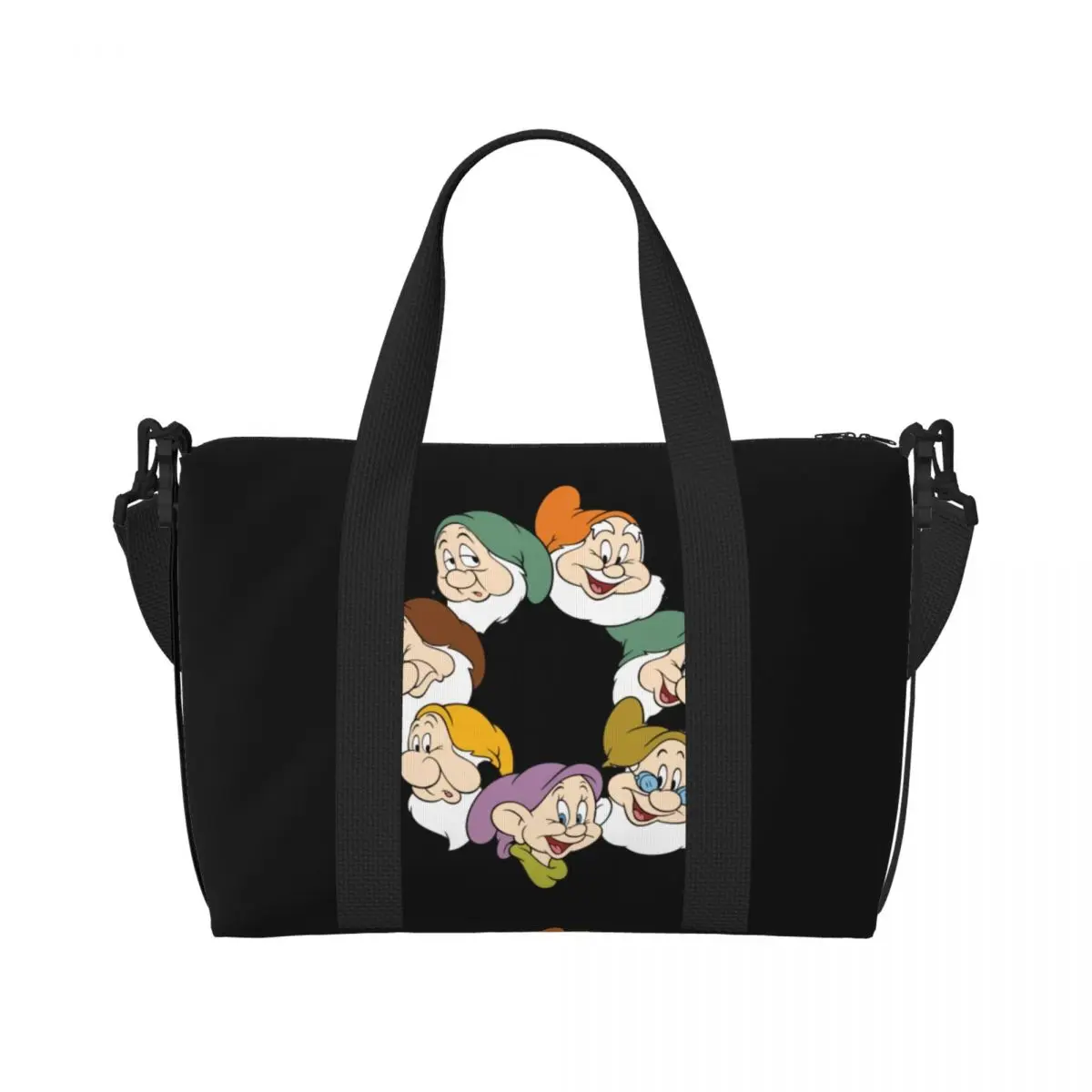 Custom Snow White And The Seven Dwarfs Beach Tote Bag Women Extra Large Gym Carry On Travel Shopping Bags