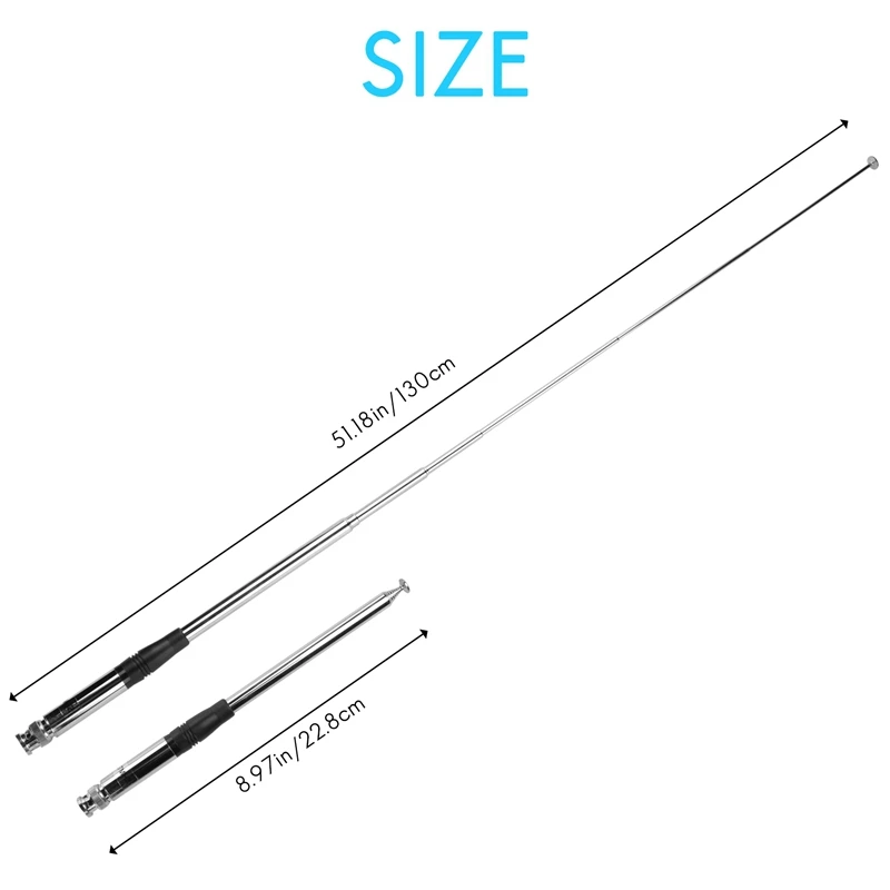 XTECH 4X 27Mhz Antenna 9-Inch To 51-Inch Telescopic/Rod HT Antennas For CB Handheld/Portable Radio With BNC Connector