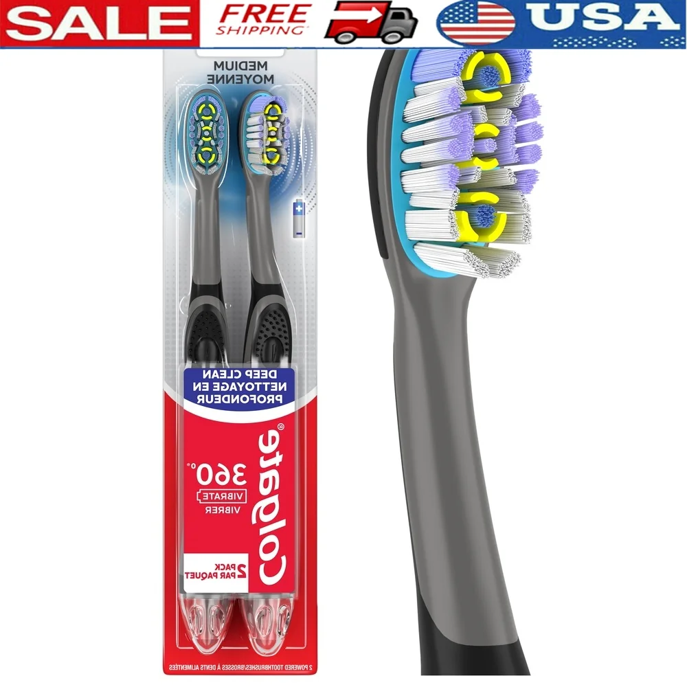 

Зубная щетка с глубокой очисткой на 360 градусов, 2 шт., мягкая нить, щетина с кончиком, питание от батареи, очиститель для полного рта, подходит для путешествий