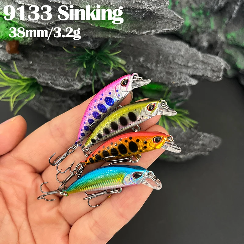 38mm 3.2g Mini Sinking Minnow Fishing Lures Artificial Hard Baits Wobblers for Pike Trout  Swimbait Fishing Supplies Accessories