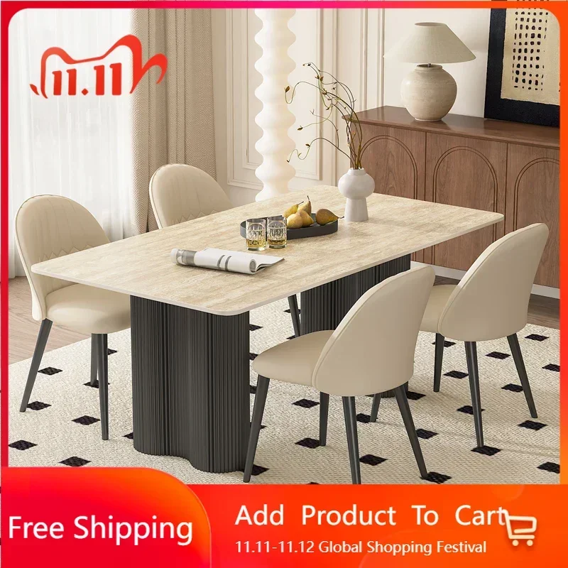 

Conference Luxury Table Chairs Designer Nordic Wood Dining Table Living Room Modern Salon Aesthetic Office Unique Furniture