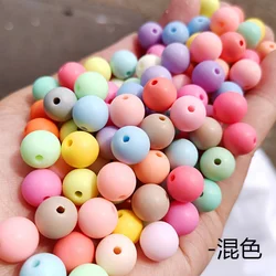 8/10/12/14MM Spring Acrylic Solid Color Matte Frosted Straight Hole Beads Manufacturer Direct Wholesale Accessories 500g/Bag