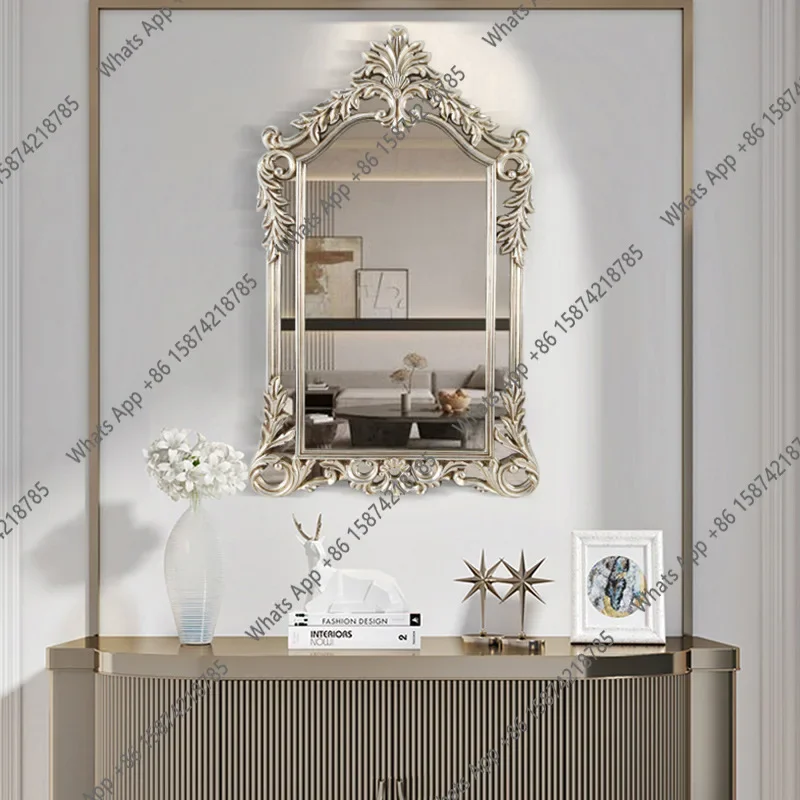PC European carved bathroom retro porch table mirror household decorative mirror girls makeup dresser mirror