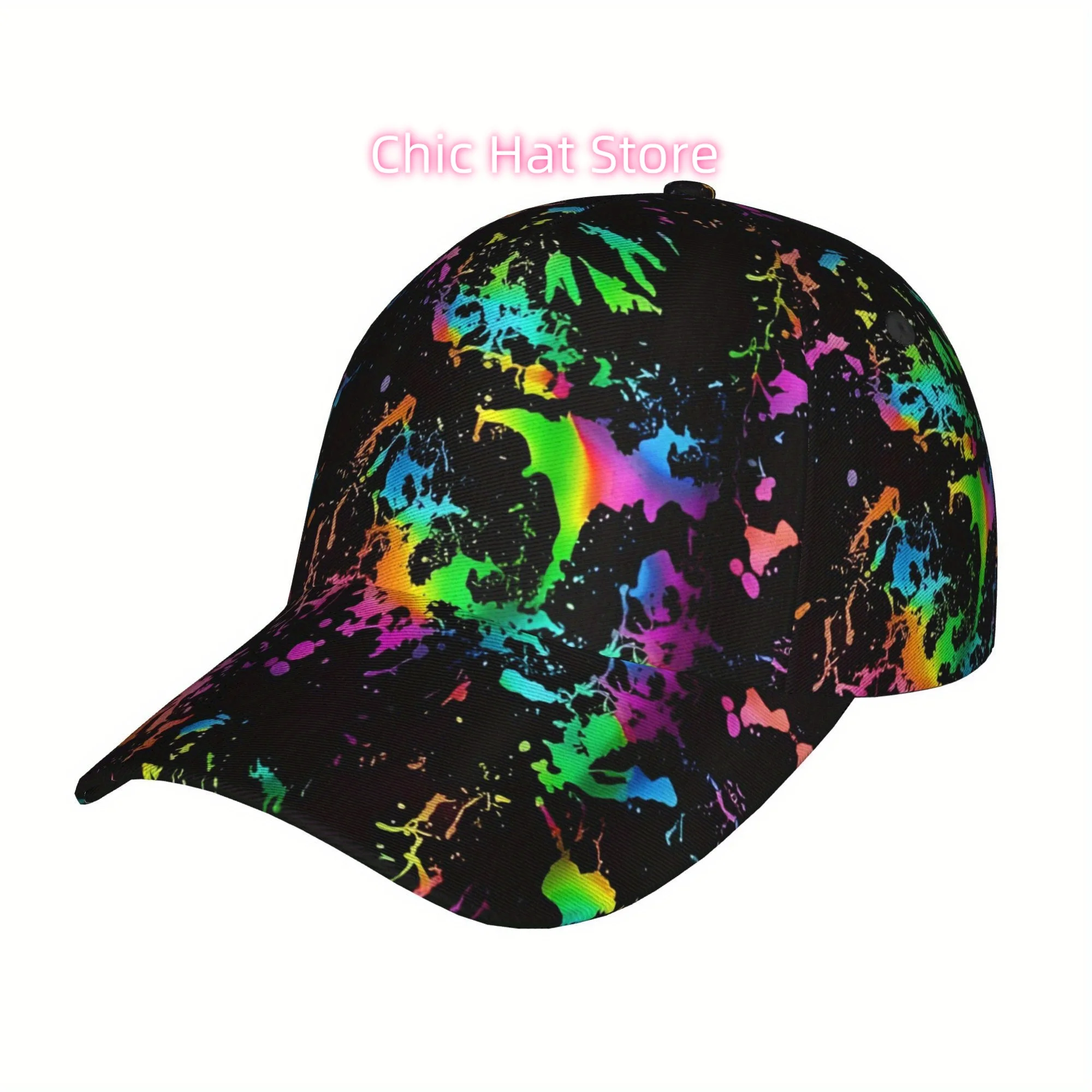 1pc of a Baseball Cap Featuring Ink Splashes, Suitable for Both Genders - a Lightweight And Adjustable Sun Hat with a Broad Brim