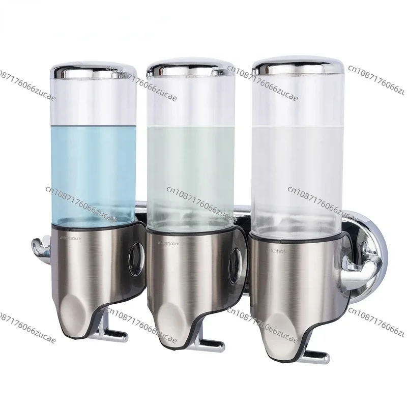 

Hotel 500ml Triple Wall Mount Shower Pump 3 X 15 Fl. Oz Shampoo and Conditioner Soap Dispenser Stainless Steel for Bathroom