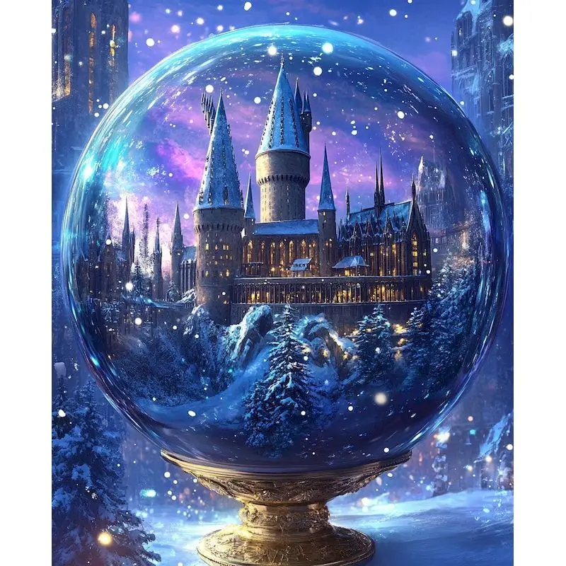 

PhotoCustom Full Square Diamond Painting Castle 5D Mountain Diamond Embroidery Mosaic Landscape Home Decoration