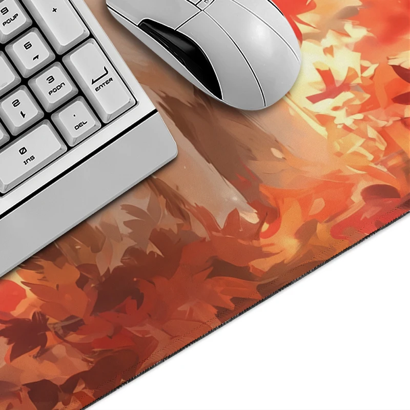 Mouse Pad Gaming Autumn Maple Forest Shiba Inu printon demand Large Home Mousepad XXL Office Natural Rubber Soft Non-Slip