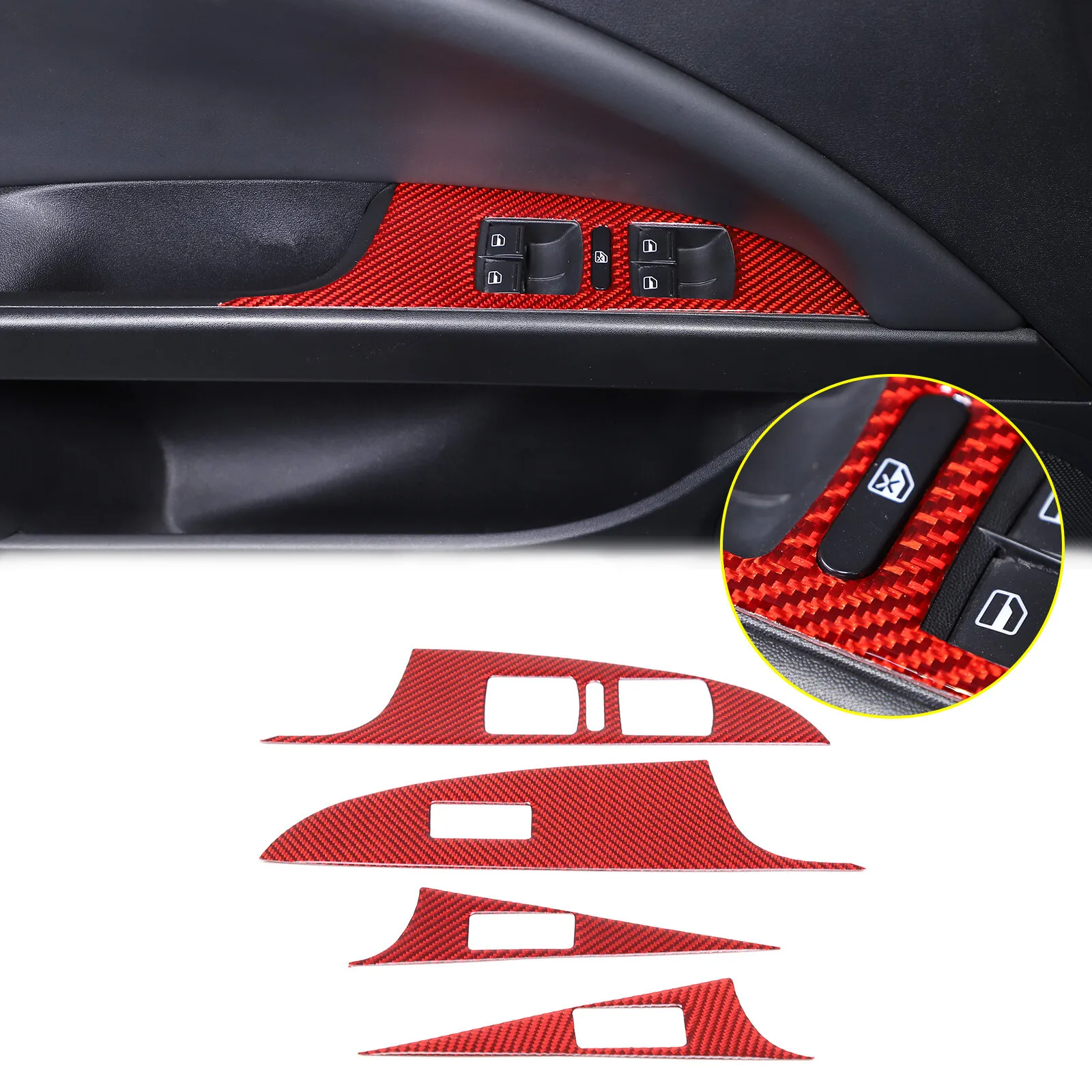 

Car Power Window Lift Button Panel Sticker For Seat Leon MK2 1P 2008-2012 Soft Carbon Fiber Decorative Car Interior Accessories