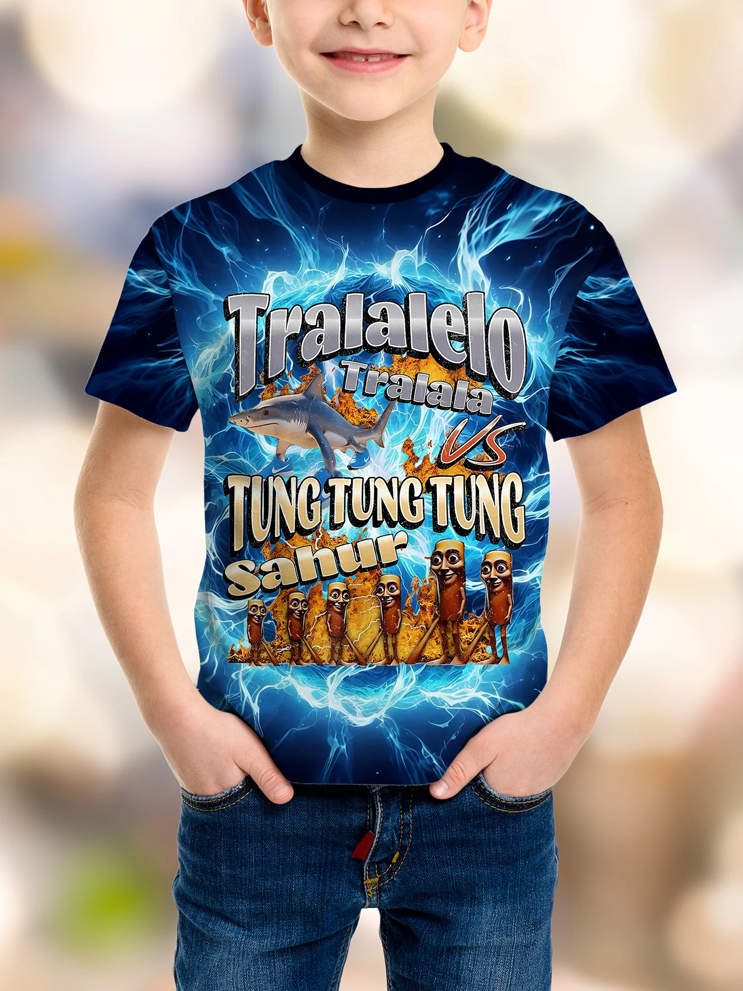 Mode Jongens T-shirt Kleding TUNG TUNG SAHUR Italiaanse Brainrot 3D Cartoon Print Man T-shirt kinderen Sport Ademende Kleding