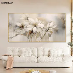 Gardenia Oil Painting on Canvas, Abstract White Flower Art, Bedroom Wall Decor, Modern Wall Art, Blooming Flower Home Decor