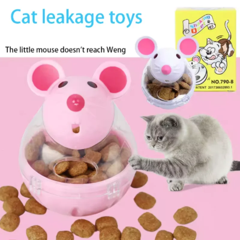 Distributeur de nourriture pour animaux de compagnie, jouet pour chat, souris roulante, distributeur de nourriture avec fonction de fuite, outil de jeu d'entraînement amusant pour chatons et chats