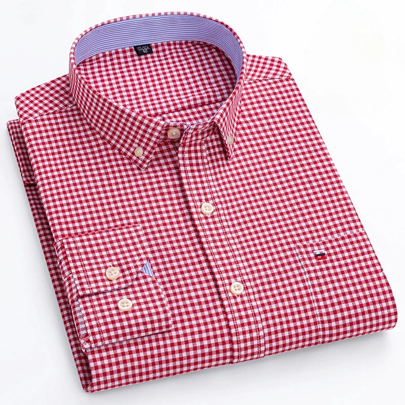 

New in shirt over size 7xl 100%cotton oxford long-sleeve shirts for men slim fit formal plain shirt soft plaid fashion clothes