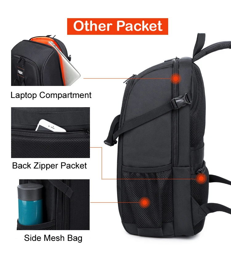 DSLR-Kameratasche, Wasserdicht, Verstellbarer Schultergurt, Robuster Reise-Fotografie-Rucksack, Geeignet für Outdoor-Aktivitäten – Detail 7