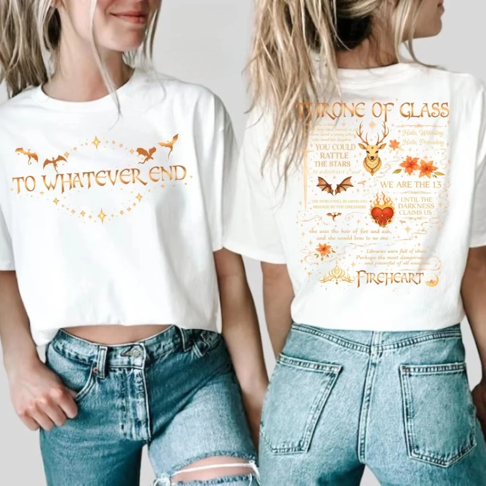 Buchliebhaber-Ästhetik, bedruckbares Design, T-Shirts, „Thron of Glass“, Aelin, „The Thirteen“, T-Shirt, SJM-inspirierte Fan-Kunst, Fantasy-Leser-T-Shirt. – Detail 3