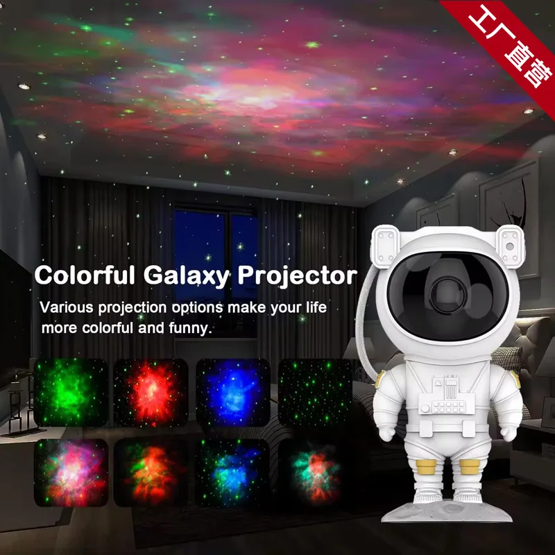 Proyector de estrellas de astronauta, luz nocturna de ensueño, lámpara de galaxia para dormitorio, luz de ambiente ondulada de techo de cielo estrellado