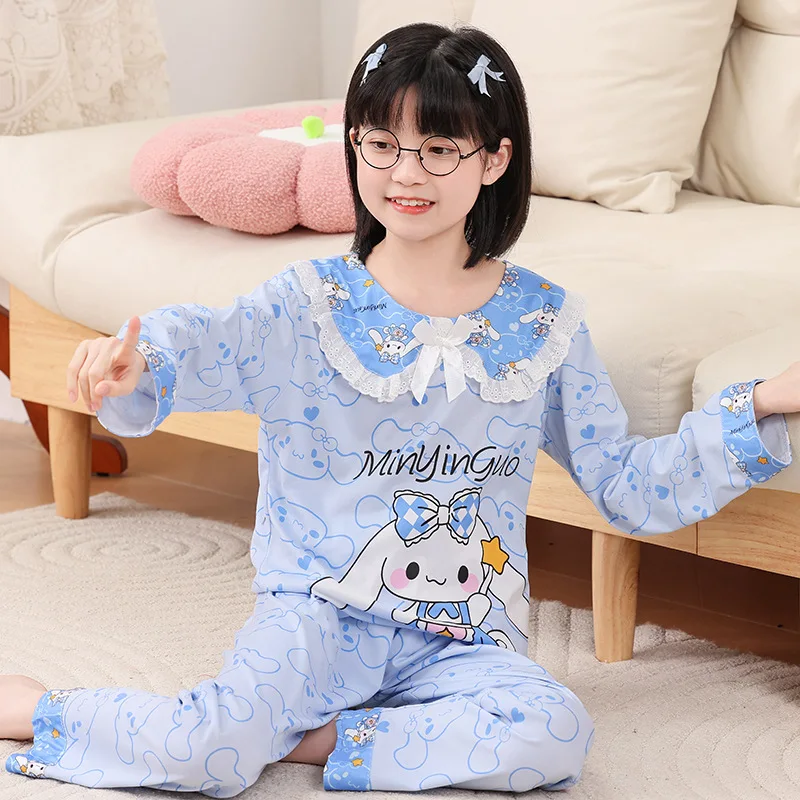 Sanrio cartoon animation Kulomi autumn children's pajamas doll collar cute loose skin-friendly outerwear loungewear set