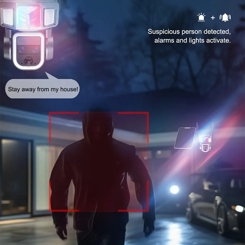 Saikiot 4G WIFI 20X Optical Zoom Solar PTZ Camera Outdoor 4MP 2K Dual lens Auto Tracking Color Night Vision Solar CCTV Camera