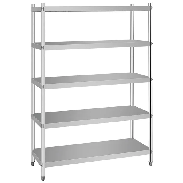 

Home Restaurant Kitchen Storage Racking for Dish Bowl Stacking Durable 5-Tier Boltless Garage Shelving Stainless Steel