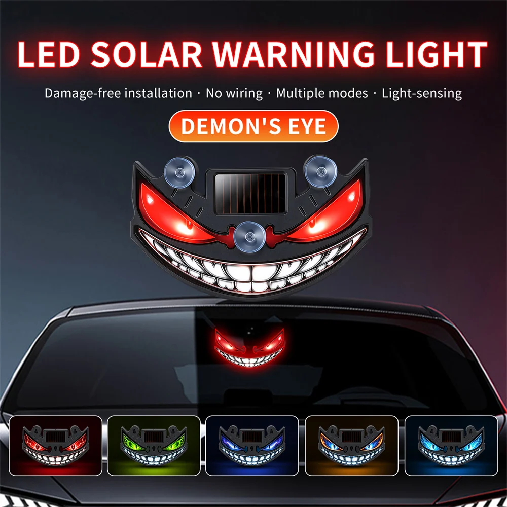 Car LED Wireless Solar Devil's Eye Triangle Window Accent Light Interior Atmosphere Light No-Wire Warning Light