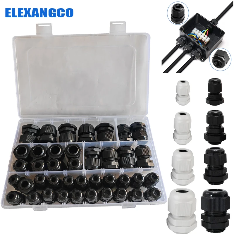 40PCS IP68 PG7/PG9/PG11/PG13.5 Cable Gland Waterproof Connector Set - Electrical Wire Connection & Fixing Accessories