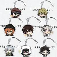 Cute BSD Wenhao Wild Dogs Mobile Phone Straps Keychain Acrylic Pendant Anime Cosplay Dazai Osamu Nakajima Lanyard Fans Xmas Gift