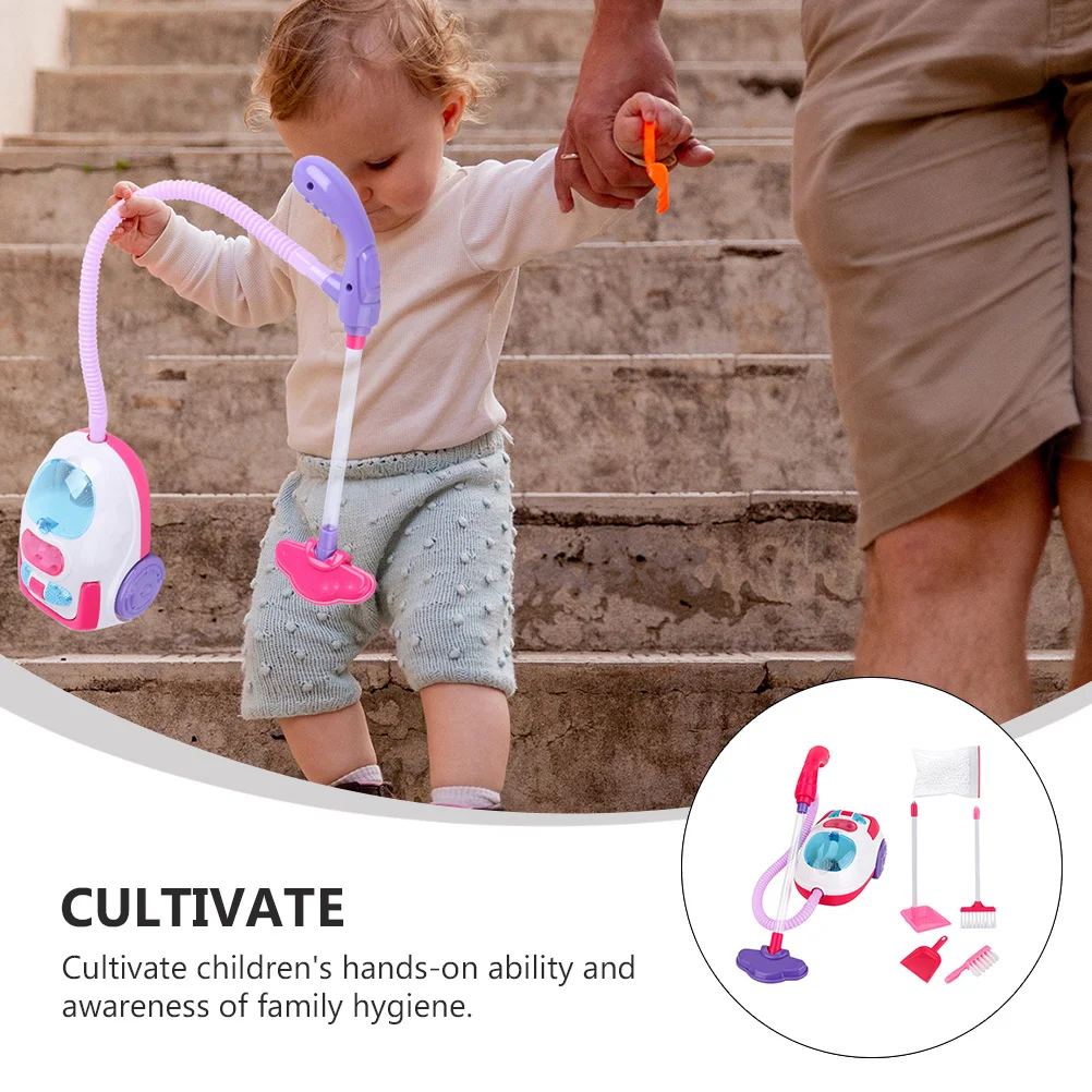 1Set Realistic Vacuum Cleaner Plaything with Light and Sound Effects ABS Round Edge Design for Kids Safe Disassembly Simple