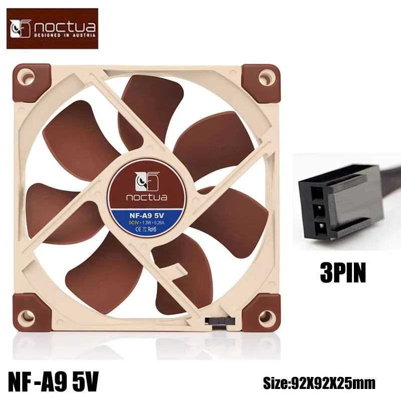 Noctua NF-A9 9CM Case Fan 92X92X25mm 5V/12V 4Pin PMW Intelligent Temperature Control Low Noise And High Quality CPU Cooler Fan