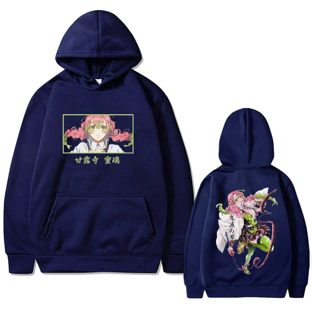 Anime Demon Slayer Kanroji Mitsuri Grafische Hoodie Kimetsu Geen Yaiba Trui Mannen Vrouwen Casual Fleece Katoen Oversized Sweatshirt