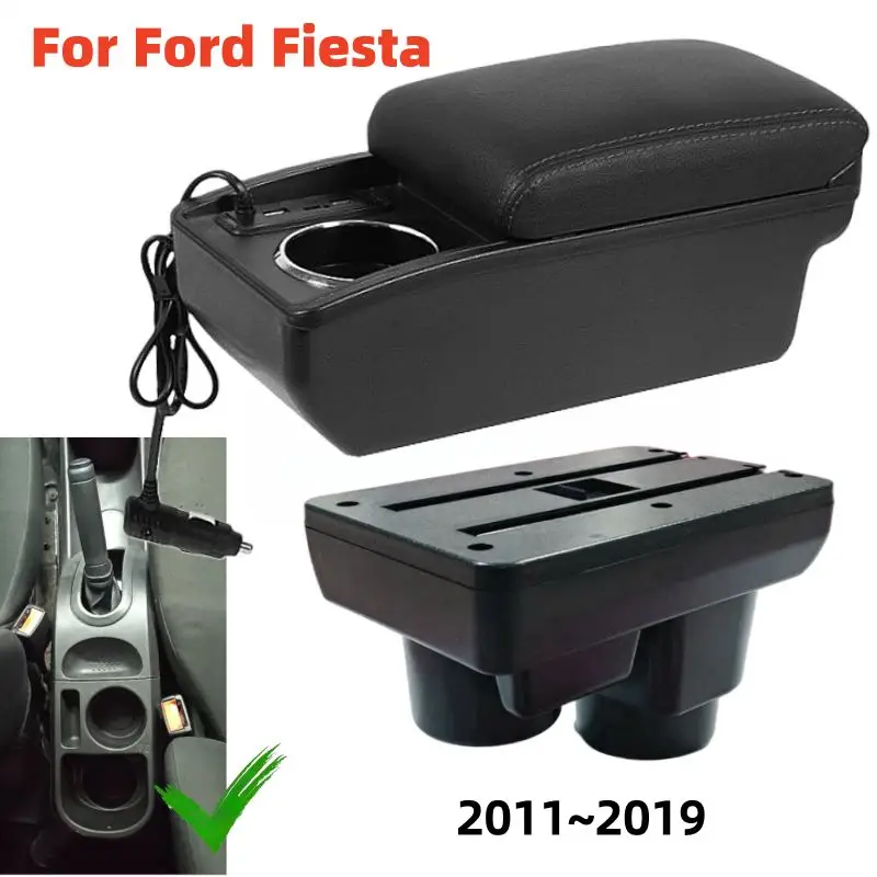 

Car Armrest Box For Ford Fiesta 2011~2019 Fiesta KD South America Arm Rest Center Console Storage Box with Cup Holder