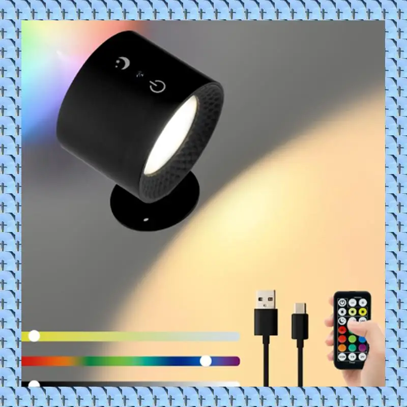 

NOCM USB Rechargeable LED Lights With Remote 3 Color Temperatures RGB 7 Colorful 360° Rotatable Magnetic Installation