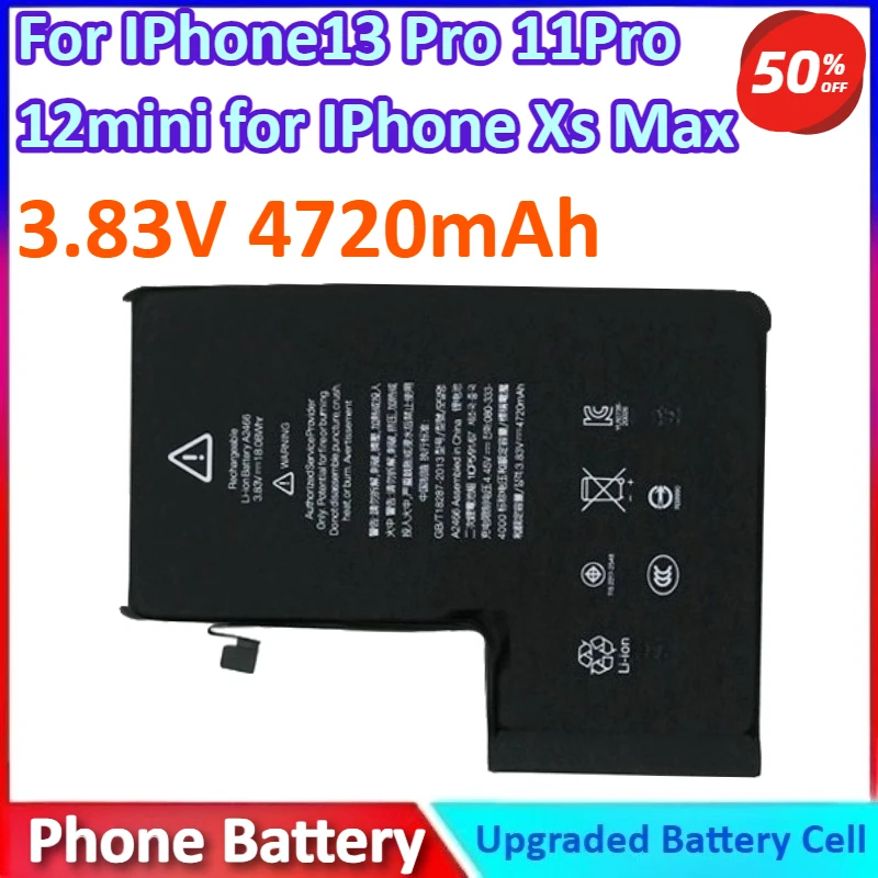 3.83V 2520~4720mAh High Capacity Phone Battery for IPhone X XM 11 13 Pro 11Pro 12mini 12pro Max 13mini 14PRO Apple Replacement