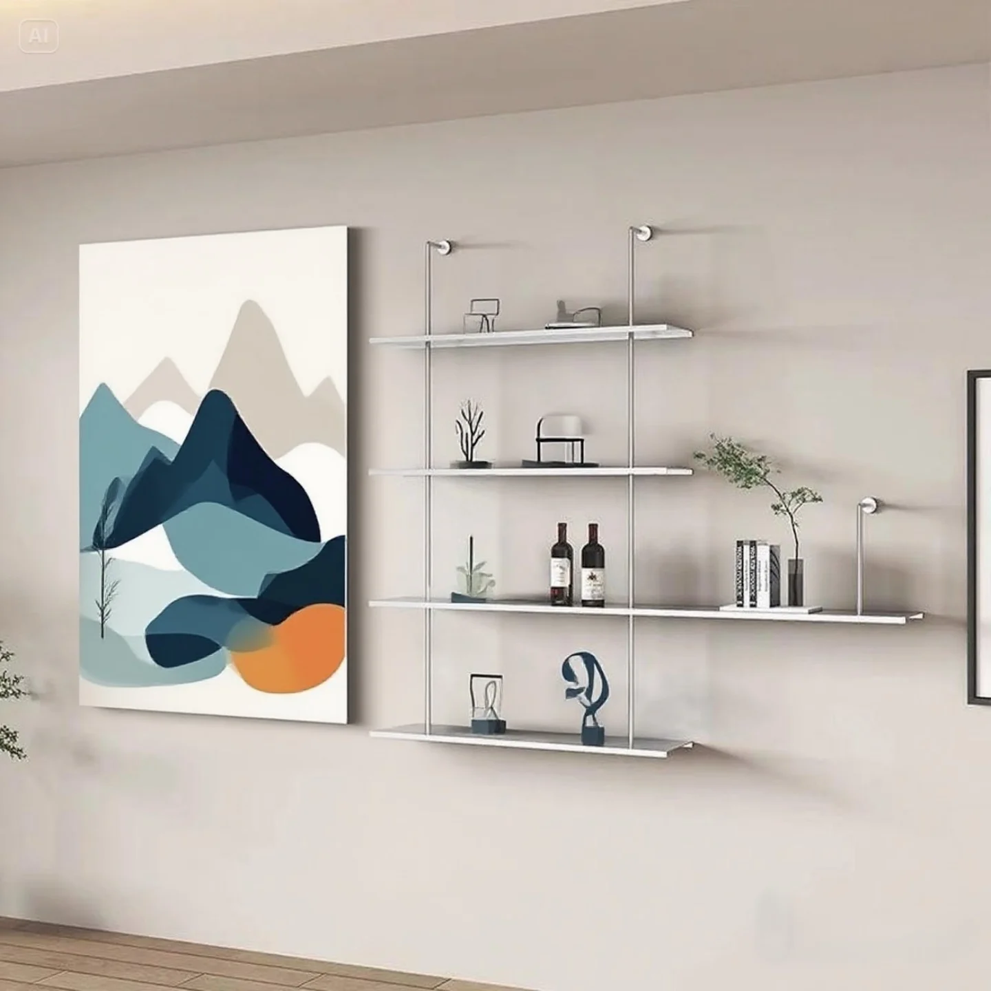 Prateleira de parede estante de armazenamento doméstico simples e moderno rack de exibição decorativo